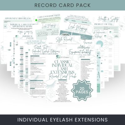 Individual Eyelash Extensions Record Card Pack