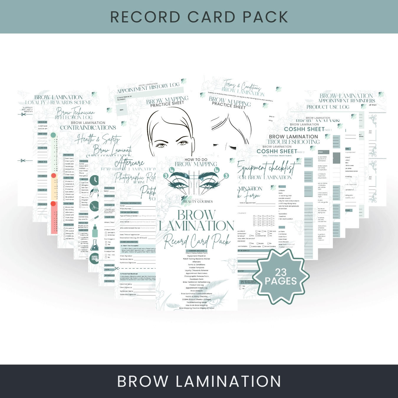 Brow Lamination Record Card Pack